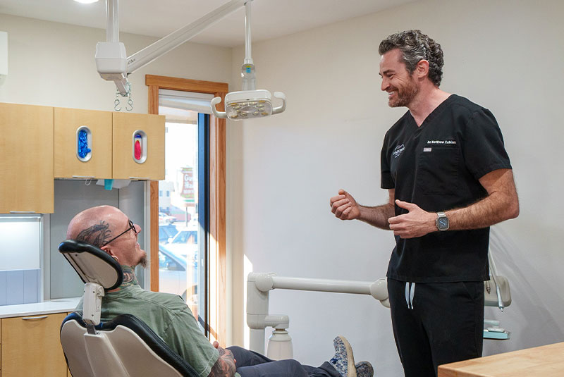 dr calkins explaining dental procedure