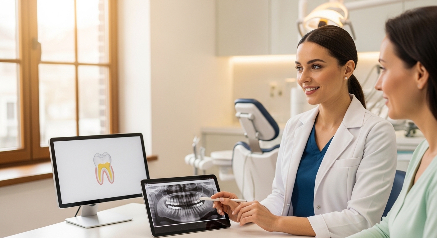 Dentist consultation with advanced technology in a modern clinic