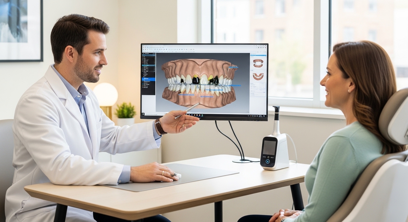Dental consultation for missing teeth replacement using advanced technology