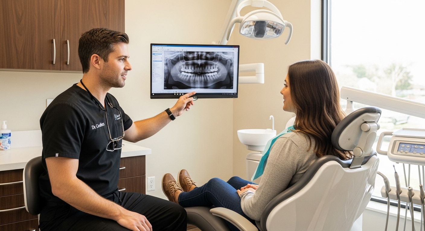Dr. Caulkins consulting a patient at Sandcreek Dental